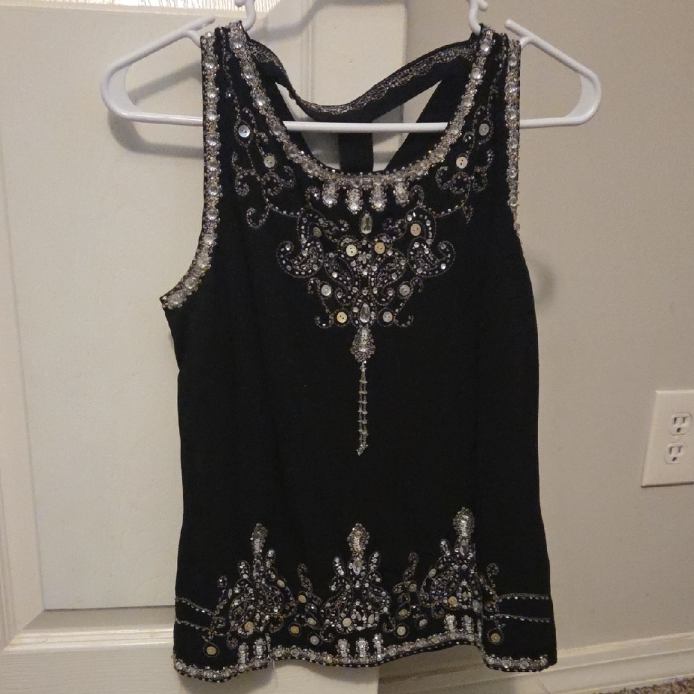 Dolce Cabo Black Embellished Tank Top
